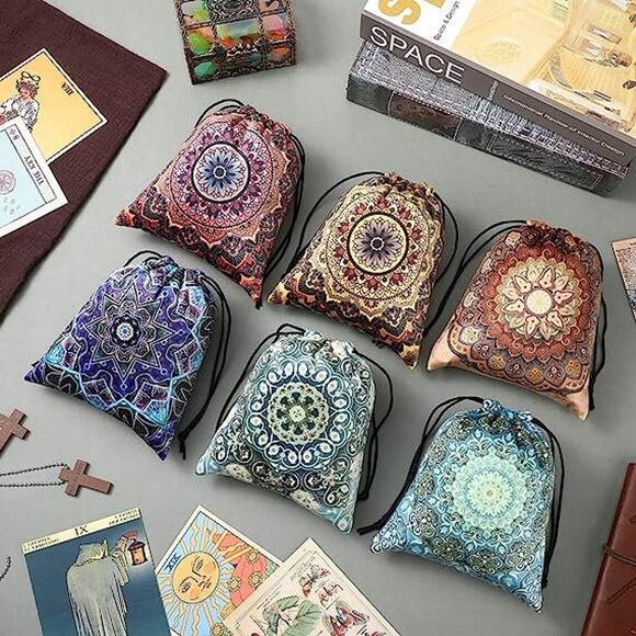 Set Of 6 Velvet Tarot Bags | Oracle Card Bag | Storage Bag | Crystal Bag | Dice - Picture 3 of 4